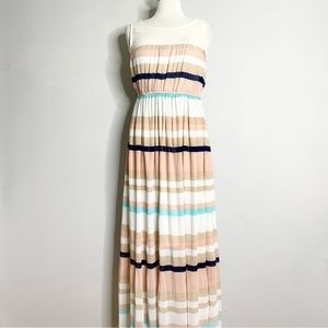 TOI ET MOI Striped Pleated Sleeveless Maxi Dress